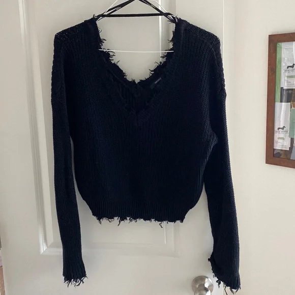 Fringe V-Neck Sweater by Forever 21